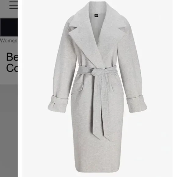 Belted Wrap Front Faux Wool Coat XL women's express jacket size XSmall